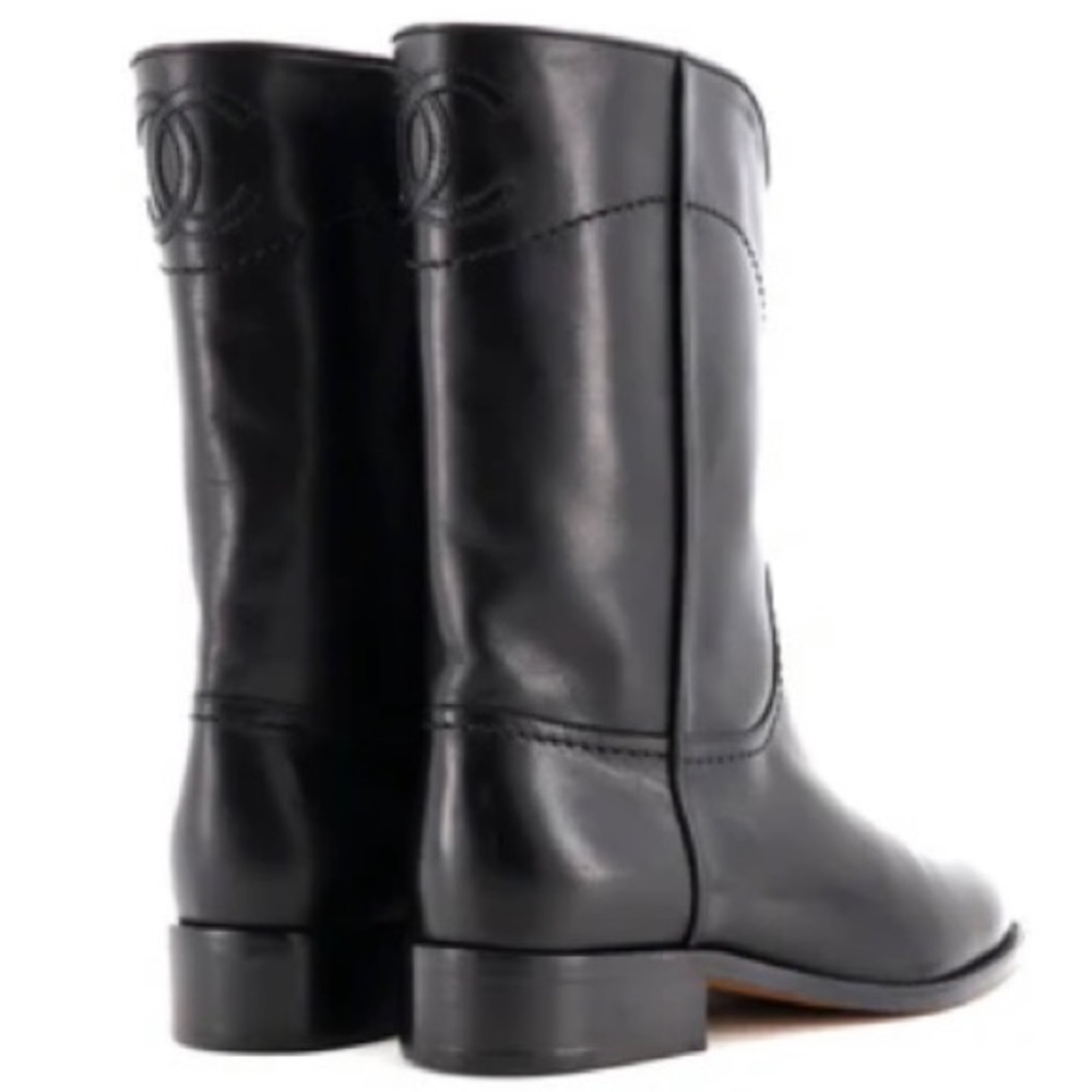 CHANEL
Interlocking CC Logo Leather Moto Boots